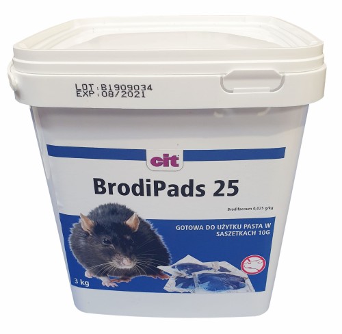 Trutka na myszy i szczury, pasta 3 kg, Brodipads 25, brodifakum,Kerbl - Intertraktor