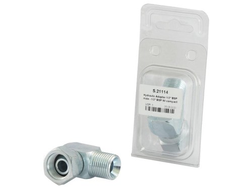 Adapter hydrauliczny 1/2'' BSP Męski x 1/2'' BSP Obrotowa żeńska 90° Kolanko kompaktowe (agropak 1szt.) S.21114 - Intertraktor
