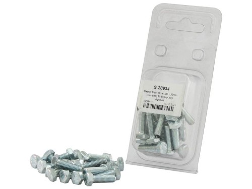 Śruba metryczna, Wymiar: M6x20mm (DIN 933) 20 szt agropak S.28934 - Intertraktor
