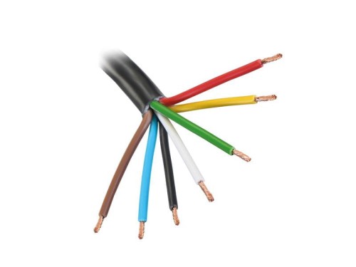 żyłowy kabel elektryczny - 7 Rdzeń, 1mm² Przewód, Czarny (Długość: 50M) S.139725 - Intertraktor