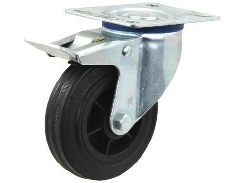 Braked Rubber Kółko samonastawne - Pojemność: 75kgs, Ø koła, mm: 100mm S.52574 - Intertraktor