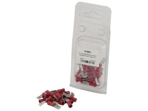 Końcówka na Kabel, Standard Grip - Męski, 6.3mm, Czerwony (0.5 - 1.5mm) (agropak 25 szt) S.8601 - Intertraktor