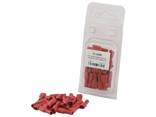 Końcówka na Kabel, Standard Grip - Żeński, 6.3mm, Czerwony (0.5 - 1.5mm) (agropak 25 szt) S.12409 - Intertraktor