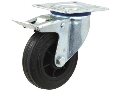 Braked Rubber Kółko samonastawne - Pojemność: 205kgs, Ø koła, mm: 200mm S.53632 - Intertraktor