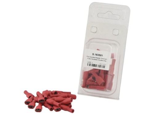 Końcówka Na Kabel, Double Grip - Żeński, 6.3mm, Czerwony (0.5 - 1.5mm), (agropak 25 szt) S.163581 - Intertraktor