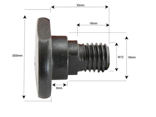 Śruba nożyka- M12x33mm - Zastępuje Kuhn, Taarup Zastępuje: 561-158-00 S.78375 - Intertraktor