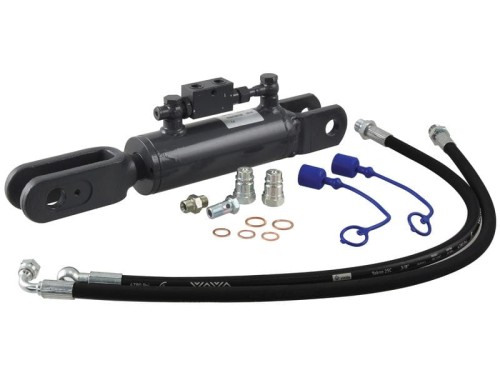 Wieszak hydrauliczny poziomujący (Dostarczany z: przewodami) - Widełki Otwór Ø 25mm - Widełki Otwór Ø 26mm - Długość min: 440mm, średnica cylindra: 63mm. S.153736 - Intertraktor